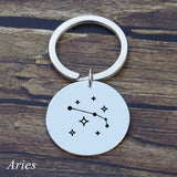Personalized Zodiac Sign Keychain Engraved Stainless Steel Key Holder