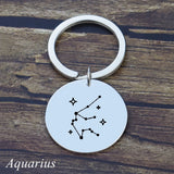 Personalized Zodiac Sign Keychain Engraved Stainless Steel Key Holder