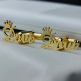 Personalized Name Cufflinks With Crown Men's Jewelry