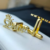 Personalized Name Cufflinks With Crown Men's Jewelry