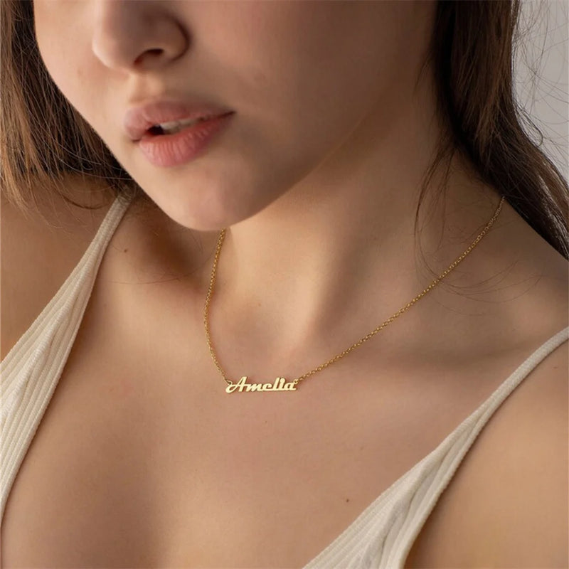 Personalized Letter Pendant Necklace Stainless Steel Name Jewelry for Women