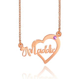Personalized Birthstone Necklace Love Heart Name Necklace for Couple