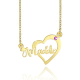 Personalized Birthstone Necklace Love Heart Name Necklace for Couple