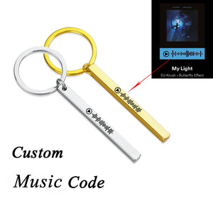 Custom Music Scan Code Keychain Engraving Pendant Men Women