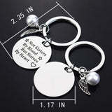 Personalized Letters Engraved Keychain With Simulated Pearls Wing