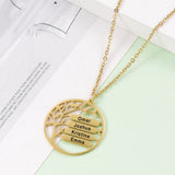 Custom Life Tree Family Names Necklace Stainless Steel Pendant