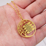 Custom Life Tree Family Names Necklace Stainless Steel Pendant