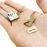 Personalized Envelope Locket Necklace Secret Message 3D Jewelry