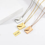 Personalized Envelope Locket Necklace Secret Message 3D Jewelry