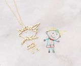 Custom Kids Drawing Necklace - Personalized Art Pendant