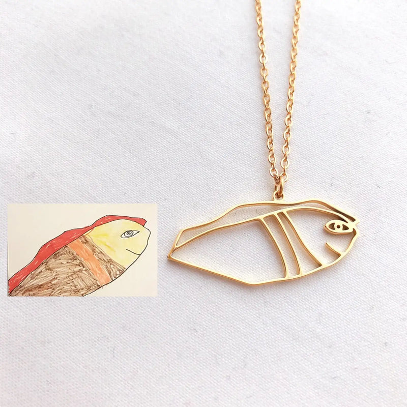 Custom Kids Drawing Necklace - Personalized Art Pendant