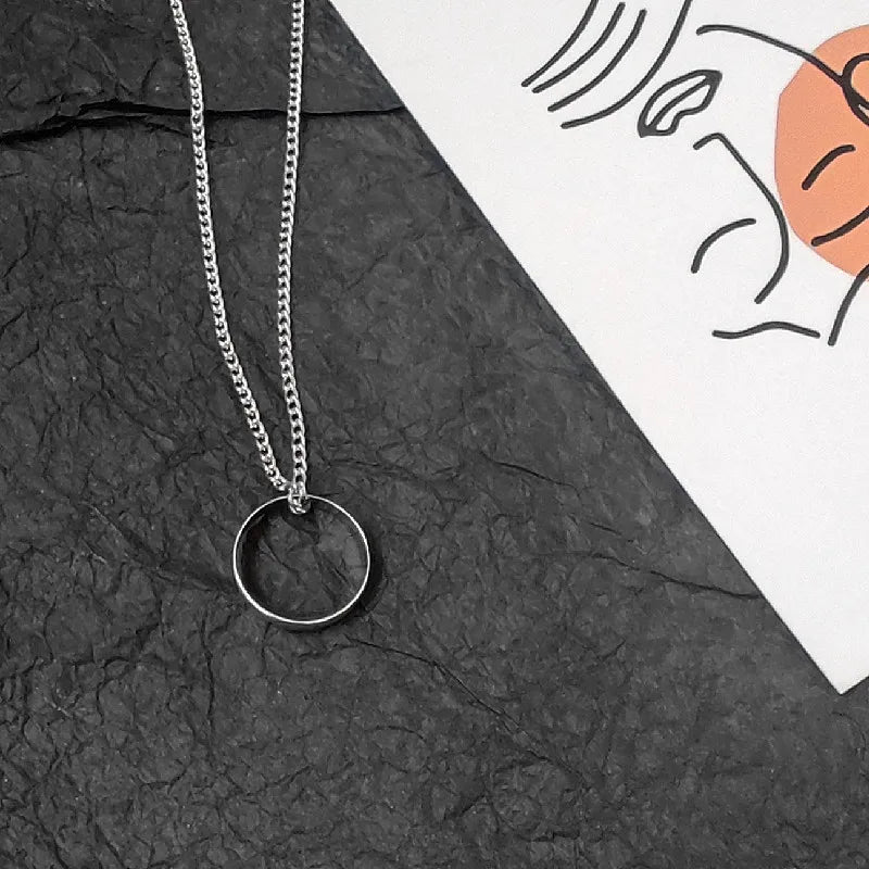 Stainless Steel Sweater Chain Titanium Men Dancing Disco Ring Necklace