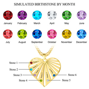 Custom Heart Pendant Necklace with Family Names & Birthstone for Women
