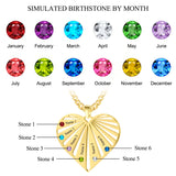 Custom Heart Pendant Necklace with Family Names & Birthstone for Women