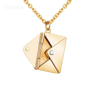 Love Letter Pendant Necklace Stainless Steel Engrave Name Couple Necklace