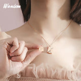 Love Letter Pendant Necklace Stainless Steel Engrave Name Couple Necklace