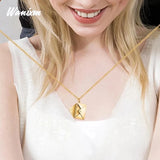 Love Letter Pendant Necklace Stainless Steel Engrave Name Couple Necklace