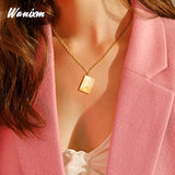 Love Letter Pendant Necklace Stainless Steel Engrave Name Couple Necklace