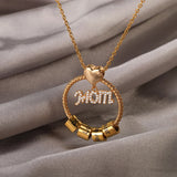 Personalized Love Mom Pendant Necklaces Name Beaded Stainless Steel Necklace