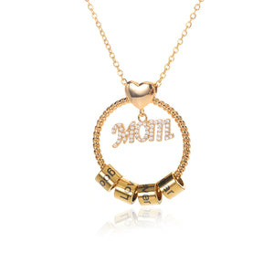 Personalized Love Mom Pendant Necklaces Name Beaded Stainless Steel Necklace