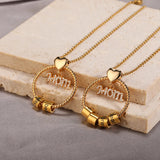 Personalized Love Mom Pendant Necklaces Name Beaded Stainless Steel Necklace
