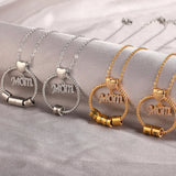 Personalized Love Mom Pendant Necklaces Name Beaded Stainless Steel Necklace