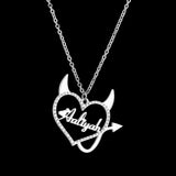 Personalized Love Nameplate Necklace with Devil Tail, Prom Party Jewelry
