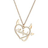 Personalized Love Nameplate Necklace with Devil Tail, Prom Party Jewelry