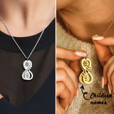 Personalized MOM Name Necklace Double Layer Pendant