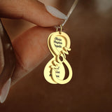 Personalized MOM Name Necklace Double Layer Pendant