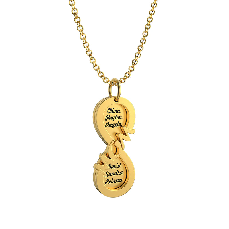 Personalized MOM Name Necklace Double Layer Pendant