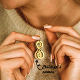 Personalized MOM Name Necklace Double Layer Pendant