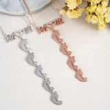 Personalized Family Name Foot Charms Necklace with CZ Stone