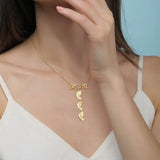 Personalized Family Name Foot Charms Necklace with CZ Stone