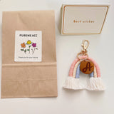 Personalized Macrame Hobo Rainbow Keychain for Car Keys Bag Pendant