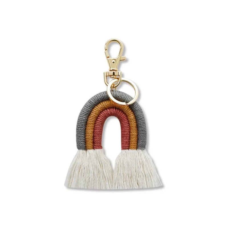 Personalized Macrame Hobo Rainbow Keychain for Car Keys Bag Pendant