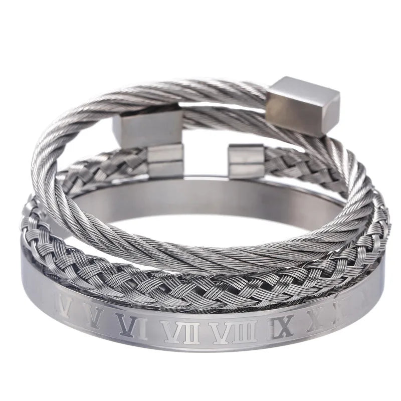 Personalized Roman Alphabet Bracelet Set Men's Classic With Box