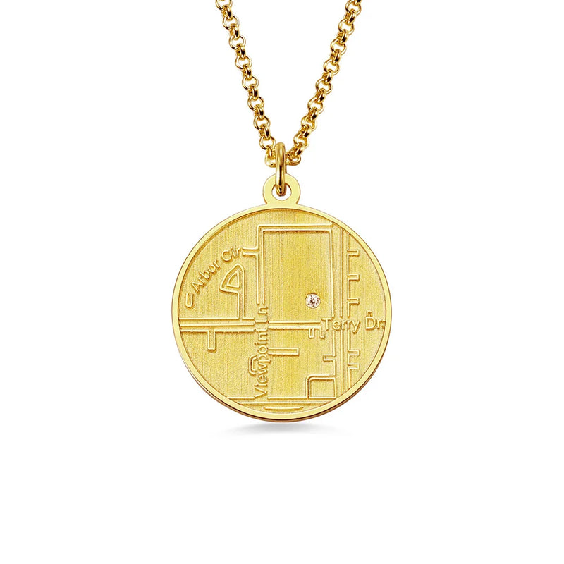 Personalized Map Necklace Pendant Jewelry Neck Chain Women Mom Girl Gift