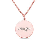 Map Engraving Pendant Necklace Circle Jewelry Stone Anniversary Gift