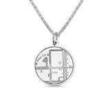 Map Engraving Pendant Necklace Circle Jewelry Stone Anniversary Gift