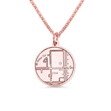 Map Engraving Pendant Necklace Circle Jewelry Stone Anniversary Gift