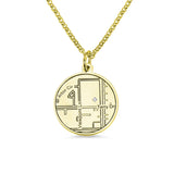 Map Engraving Pendant Necklace Circle Jewelry Stone Anniversary Gift