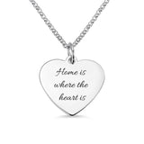 Personalized Map Engraved Heart Necklace Pendant Gift