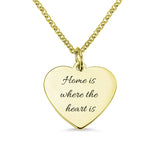 Personalized Map Engraved Heart Necklace Pendant Gift