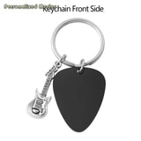 Stainless Steel Guitar Pick Engraved Keychain - Gift for Birthday or Anniversary