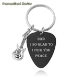 Stainless Steel Guitar Pick Engraved Keychain - Gift for Birthday or Anniversary