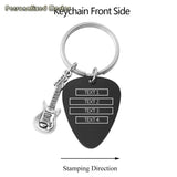 Stainless Steel Guitar Pick Engraved Keychain - Gift for Birthday or Anniversary