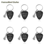 Stainless Steel Guitar Pick Engraved Keychain - Gift for Birthday or Anniversary