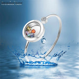 Name Round Charm Locket Memory Bangle with Birthstones DIY Jewelry