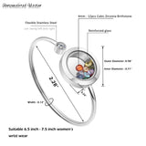 Name Round Charm Locket Memory Bangle with Birthstones DIY Jewelry